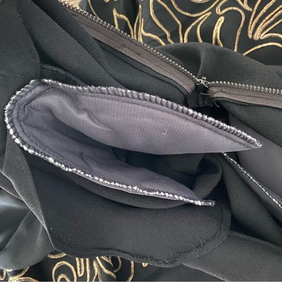 Paul Sachs Vintage 1950s Vintage Black Gold Dress with Removable Peplum medium - Picture 2 of 10